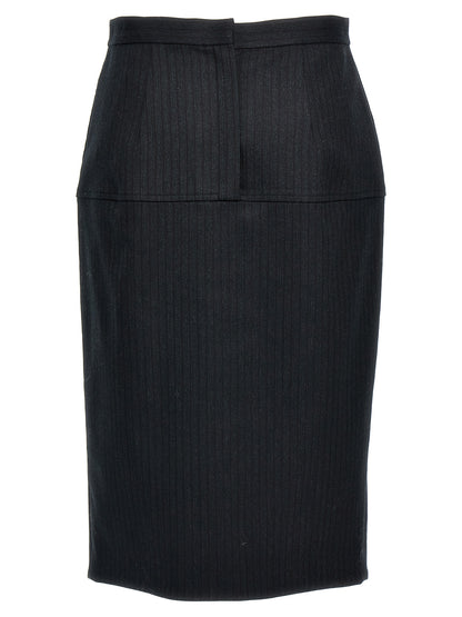 Gray Virgin Wool Midi Skirt