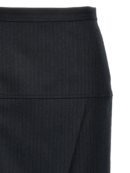 Gray Virgin Wool Midi Skirt