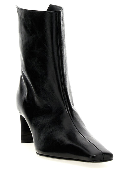 Black Calfskin Ankle Boots