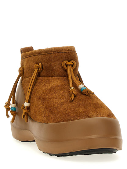 Brown Suede Leather Flat Boots
