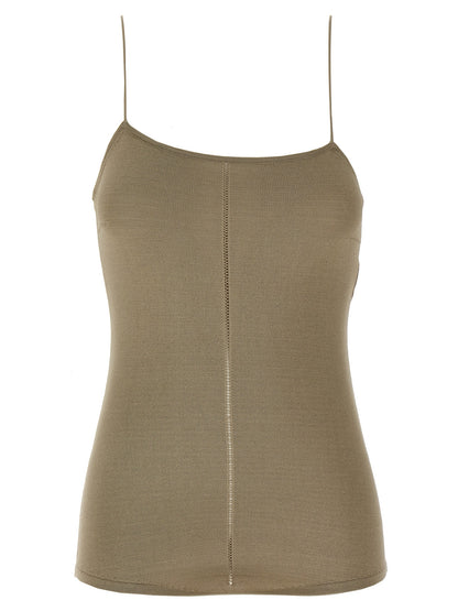 Beige Viscose Tank Tops