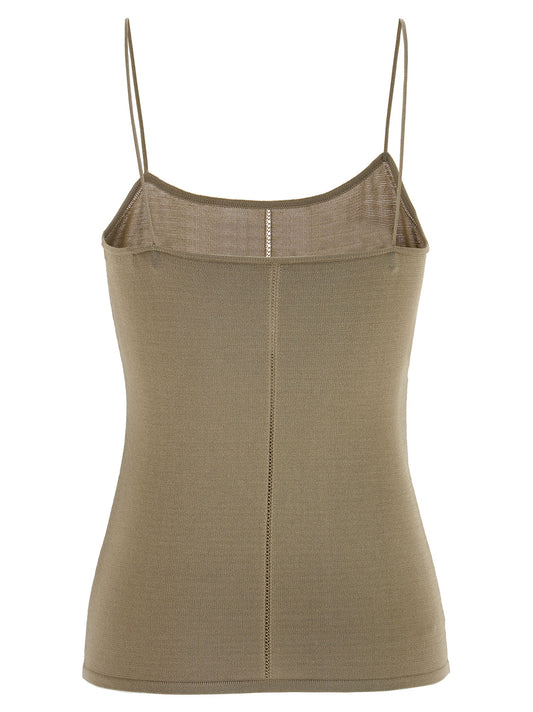 Beige Viscose Tank Tops