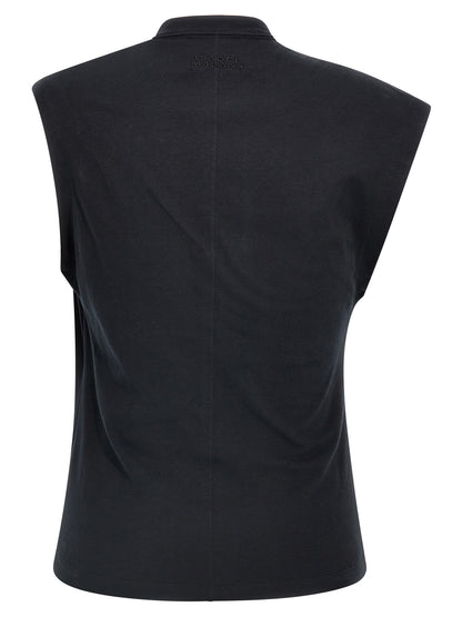 Black Cotton Sleeveles T-Shirt