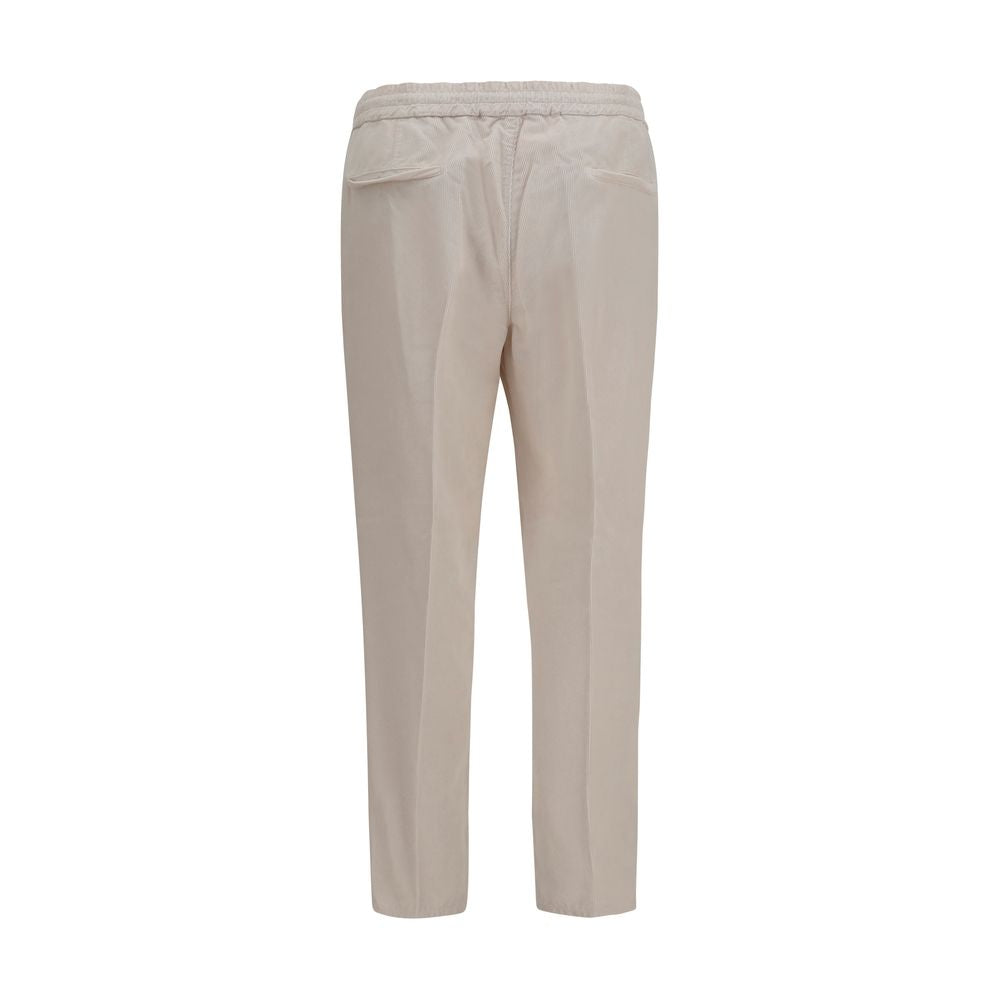 Beige Cotton Casual Pants