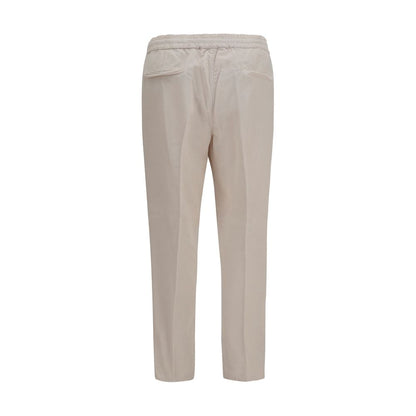 Beige Cotton Casual Pants