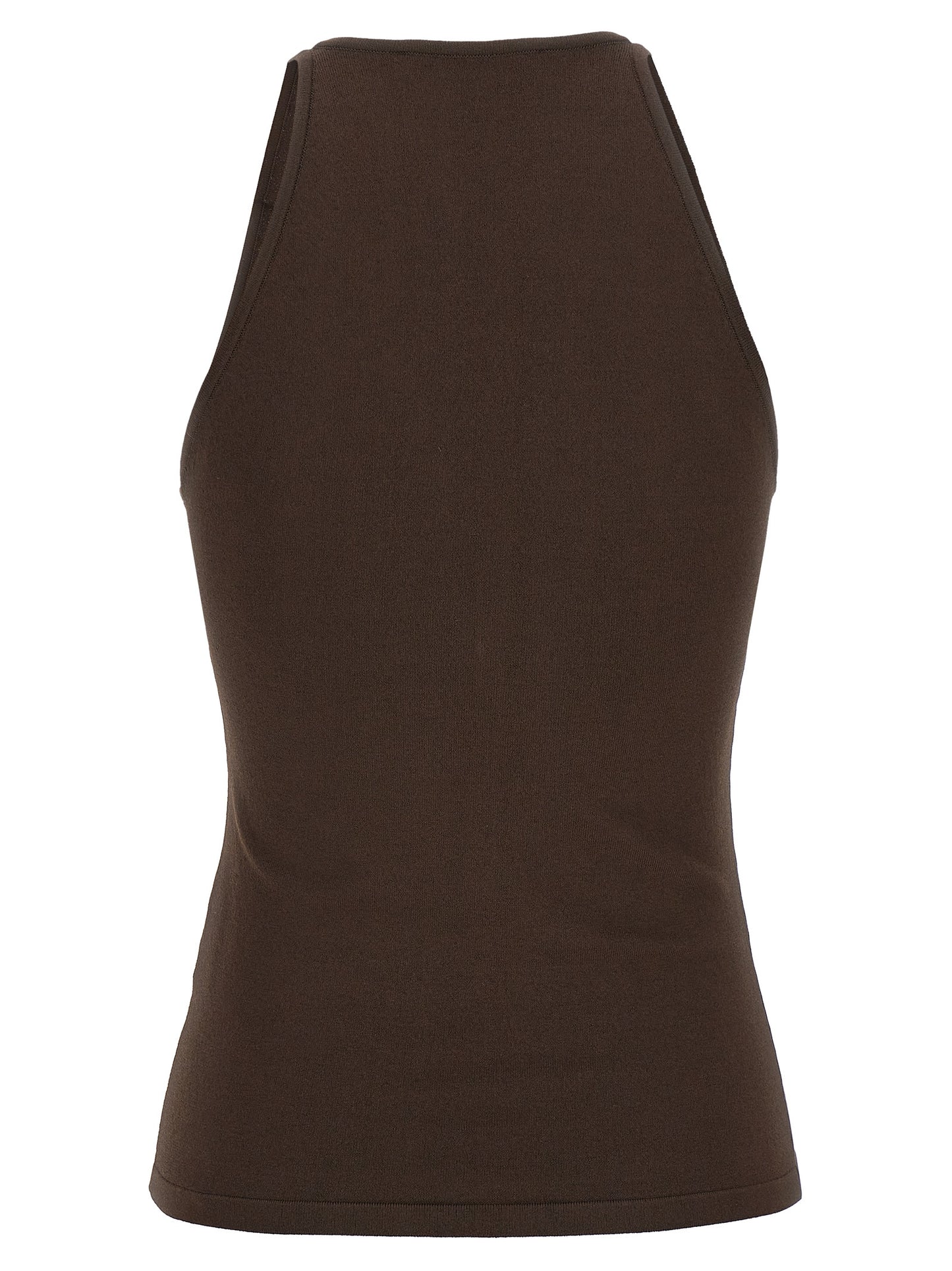 Brown Viscose Sleeveles T-Shirt