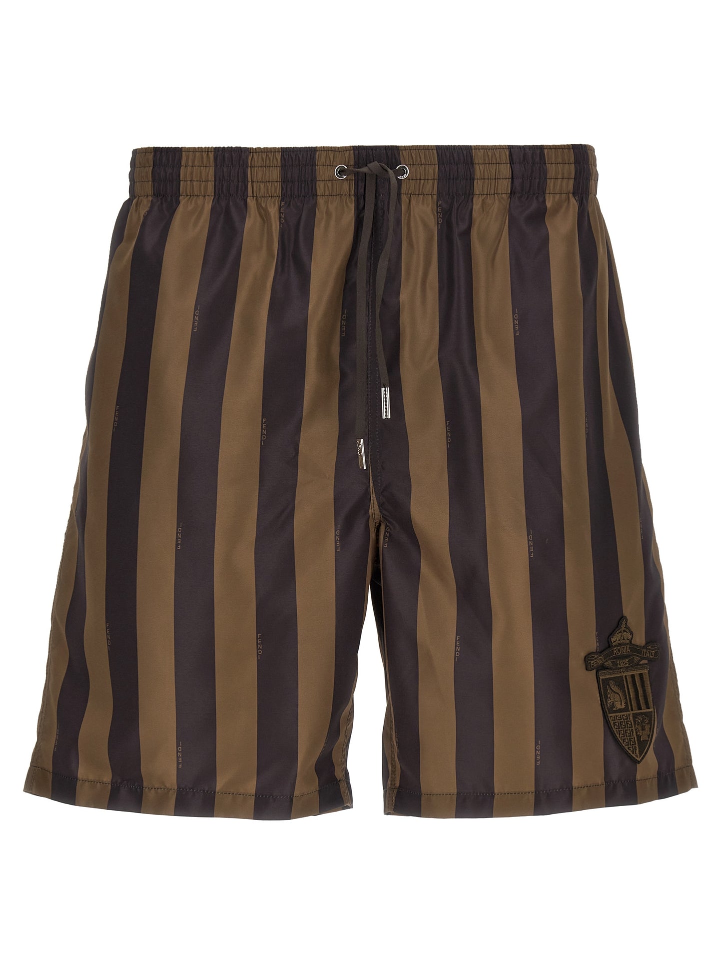 Brown Polyester Swim Shorts