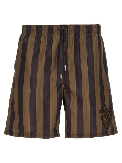 Brown Polyester Swim Shorts