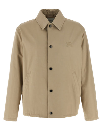 Beige Cotton Full-Length Jacket