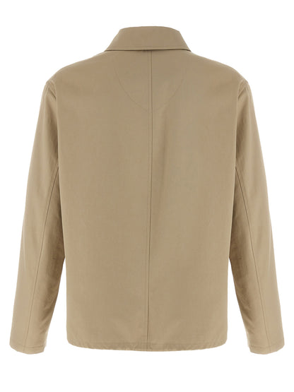 Beige Cotton Full-Length Jacket