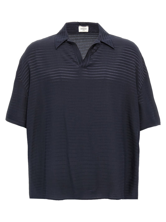 Blue Silk Polo Shirt
