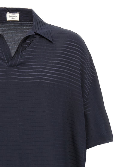 Blue Silk Polo Shirt