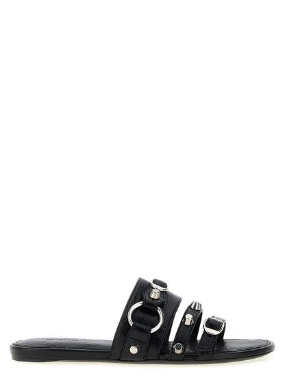 Black Lamb Leather Slides