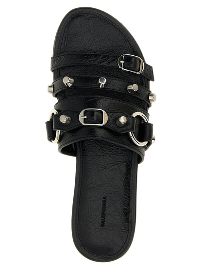 Black Lamb Leather Slides