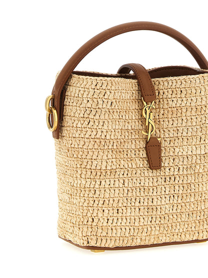 Beige Raffia Crossbody Bag