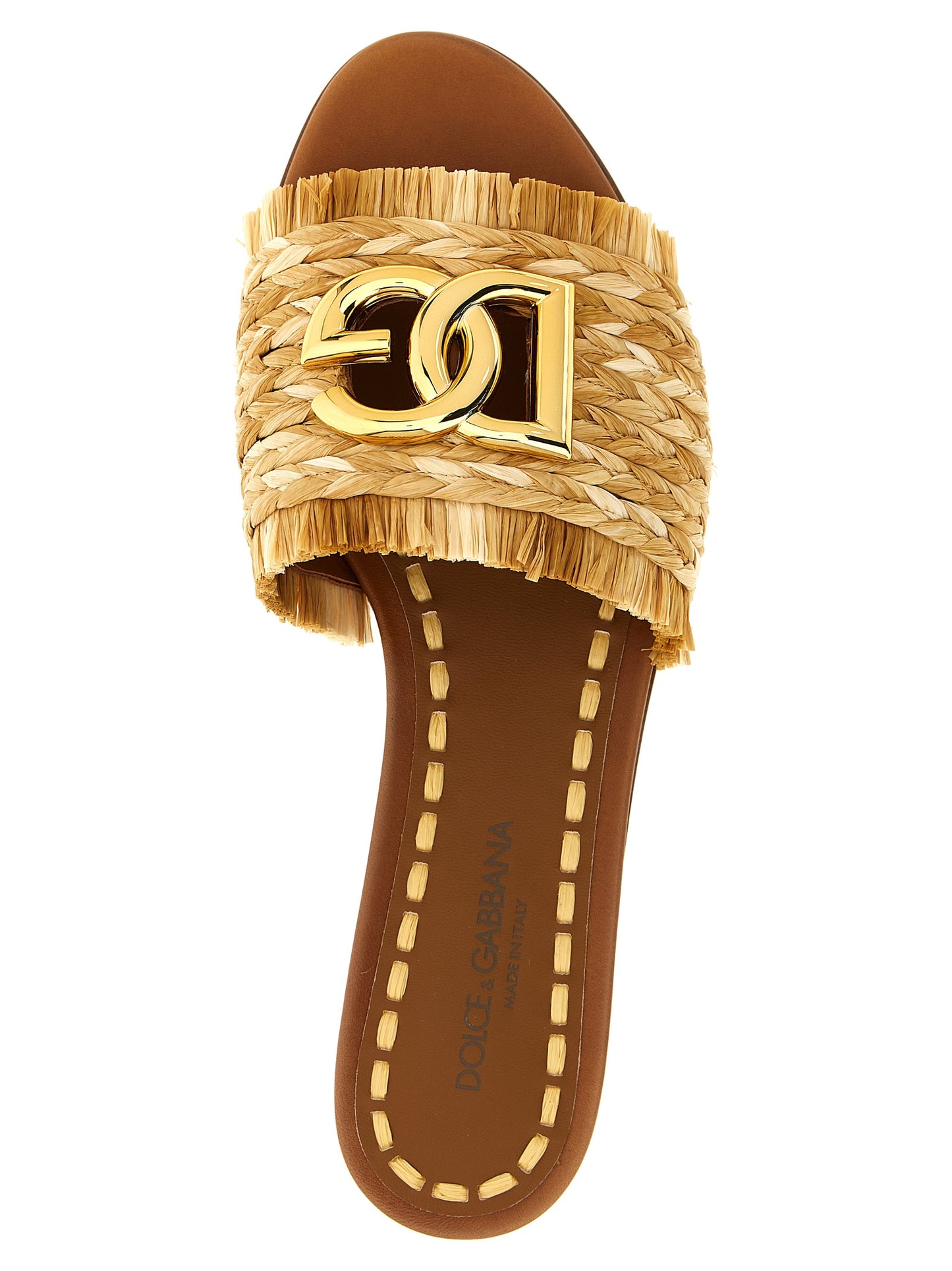 Brown Raffia Slides