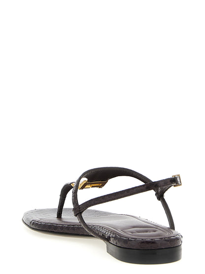 Purple Elastane Flat Sandals