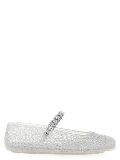 Silver Plastic Ballet Flats