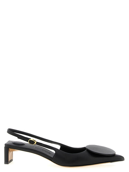 Black Lamb Leather Mid Heel Pumps