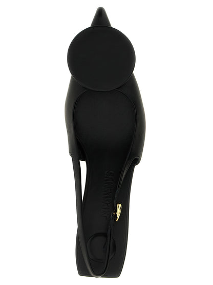 Black Lamb Leather Mid Heel Pumps