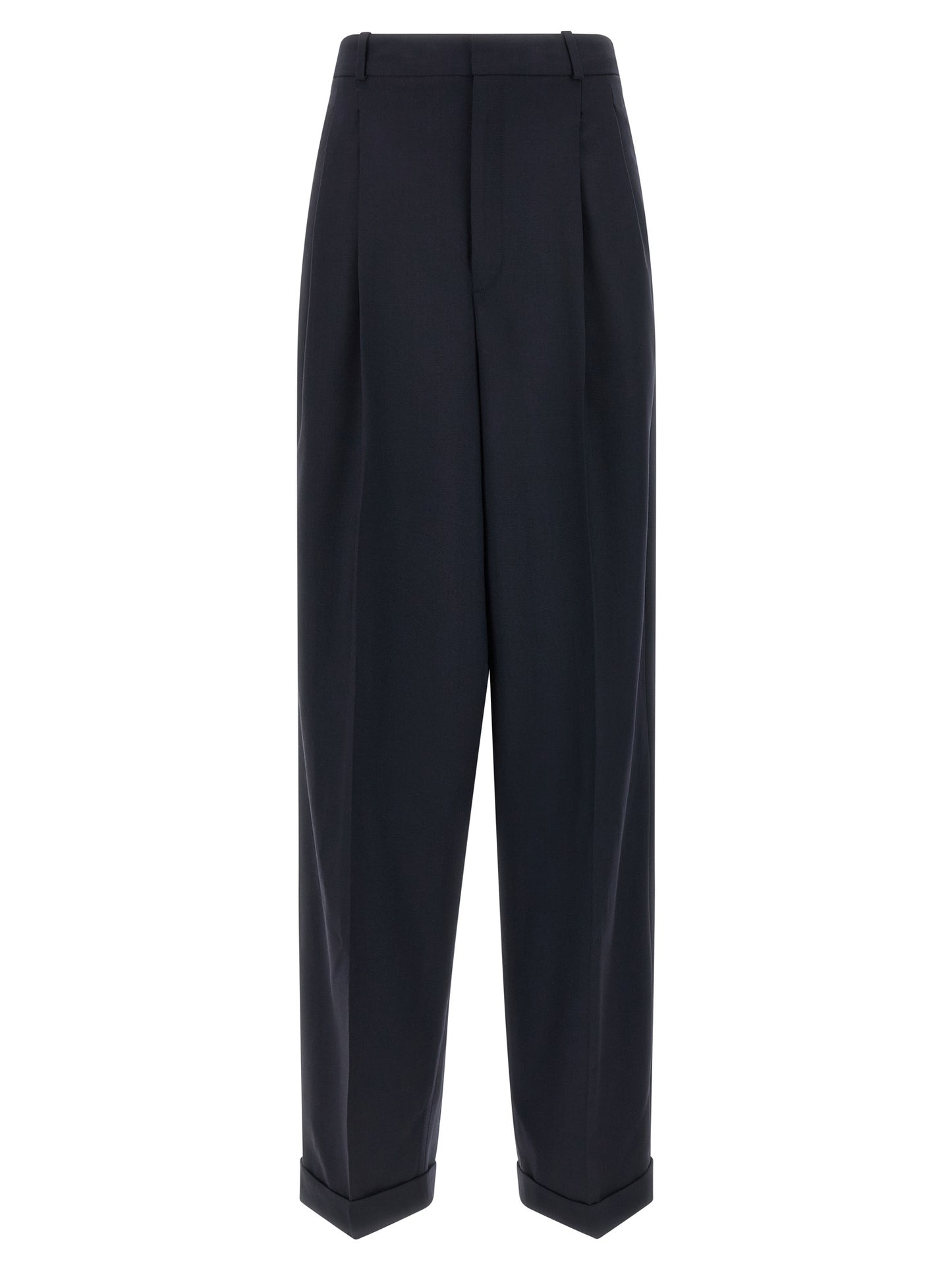 Blue Wool Casual Pants