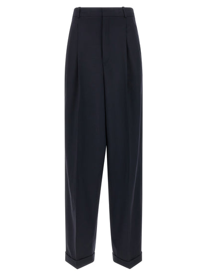 Blue Wool Casual Pants