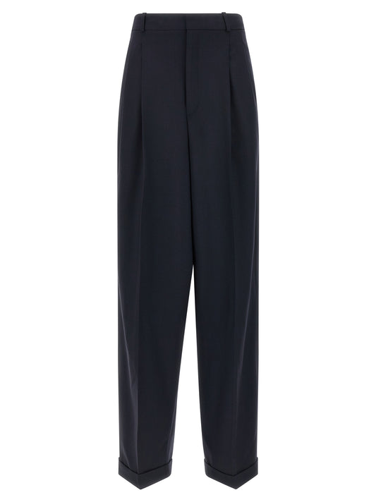 Blue Wool Casual Pants