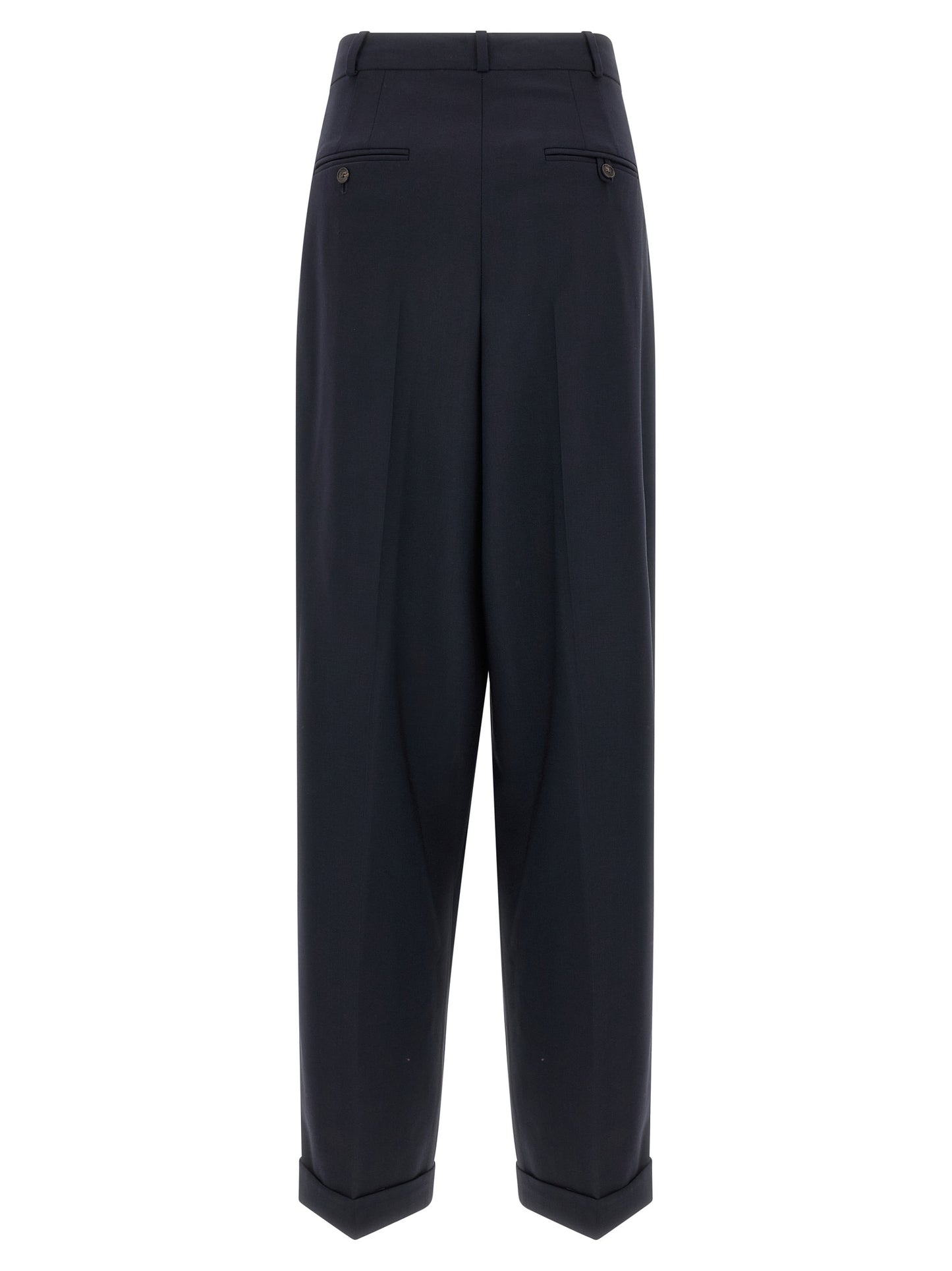 Blue Wool Casual Pants