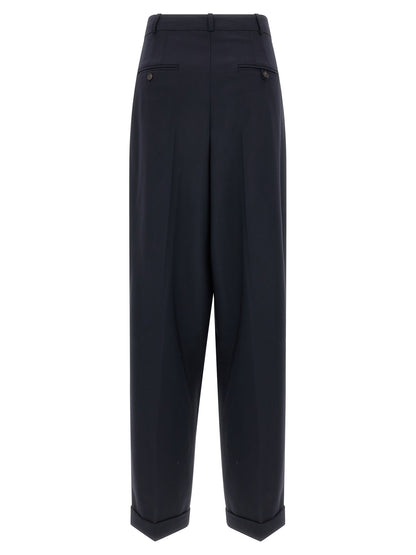 Blue Wool Casual Pants