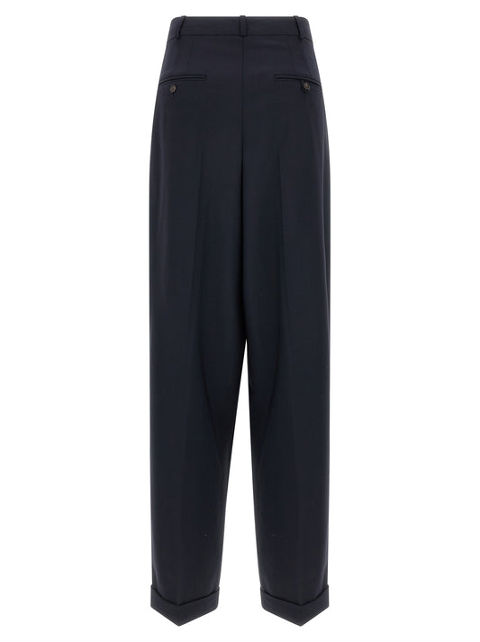 Blue Wool Casual Pants