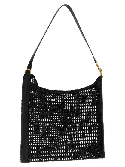 Black Raffia Shoulder Bag