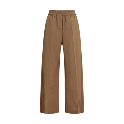 Brown Cotton Casual Pants
