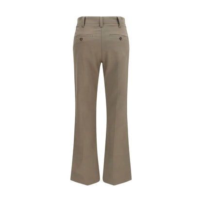 Brown Cotton Flared Pants