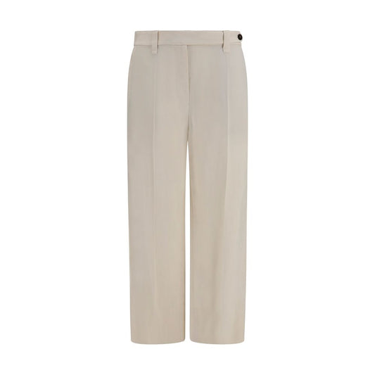 Beige Viscose Casual Pants