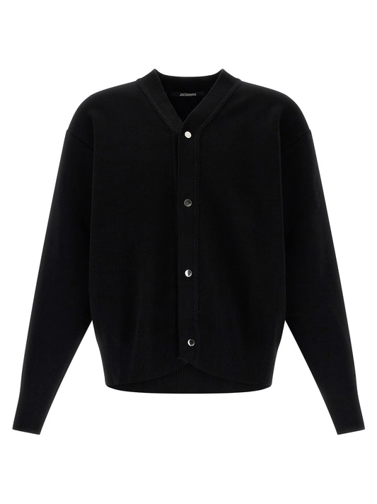 Black Merino Wool Cardigan