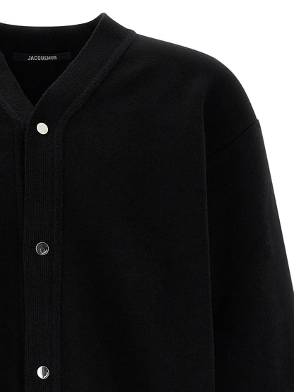 Black Merino Wool Cardigan