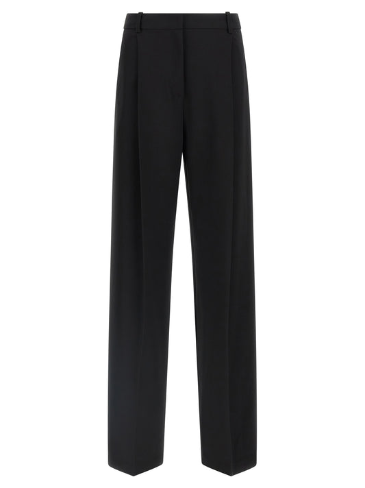 Black Polyester Casual Pants