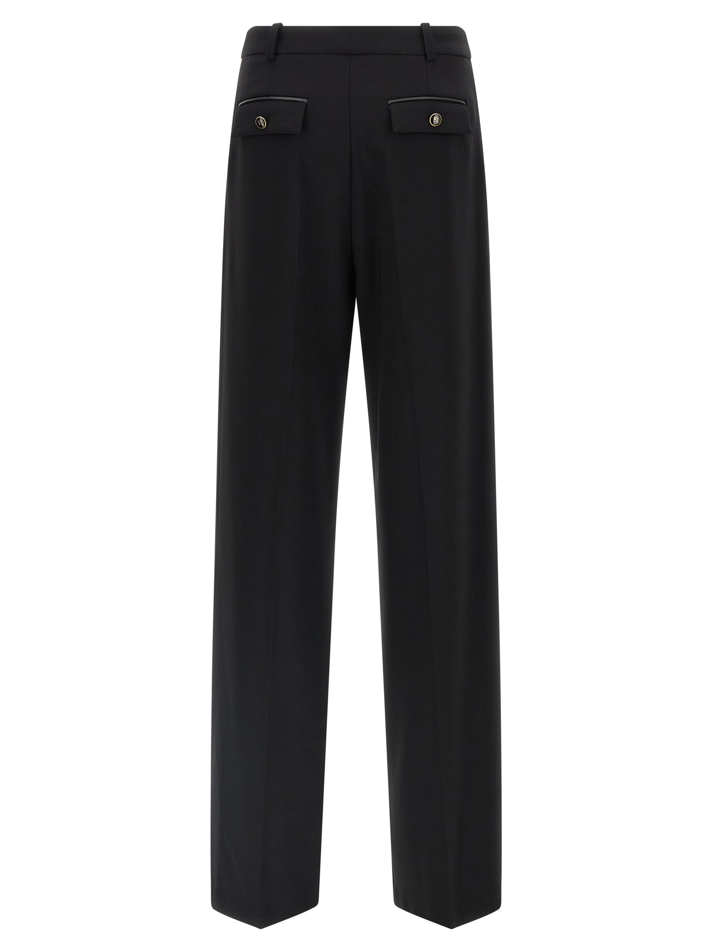 Black Polyester Casual Pants