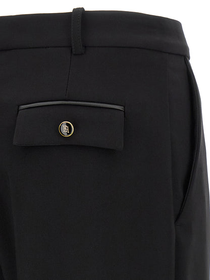 Black Polyester Casual Pants