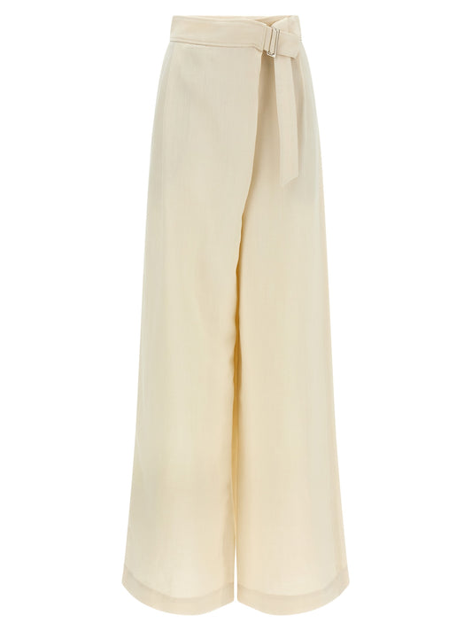 White Viscose Casual Pants