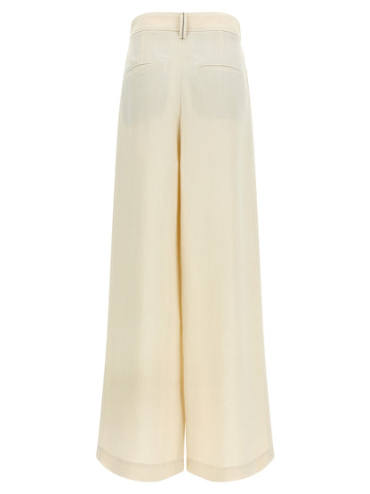 White Viscose Casual Pants