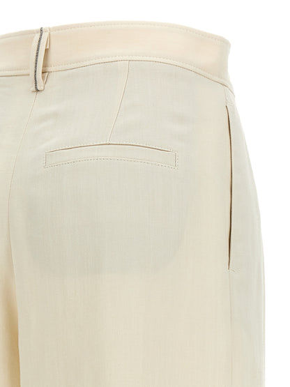 White Viscose Casual Pants