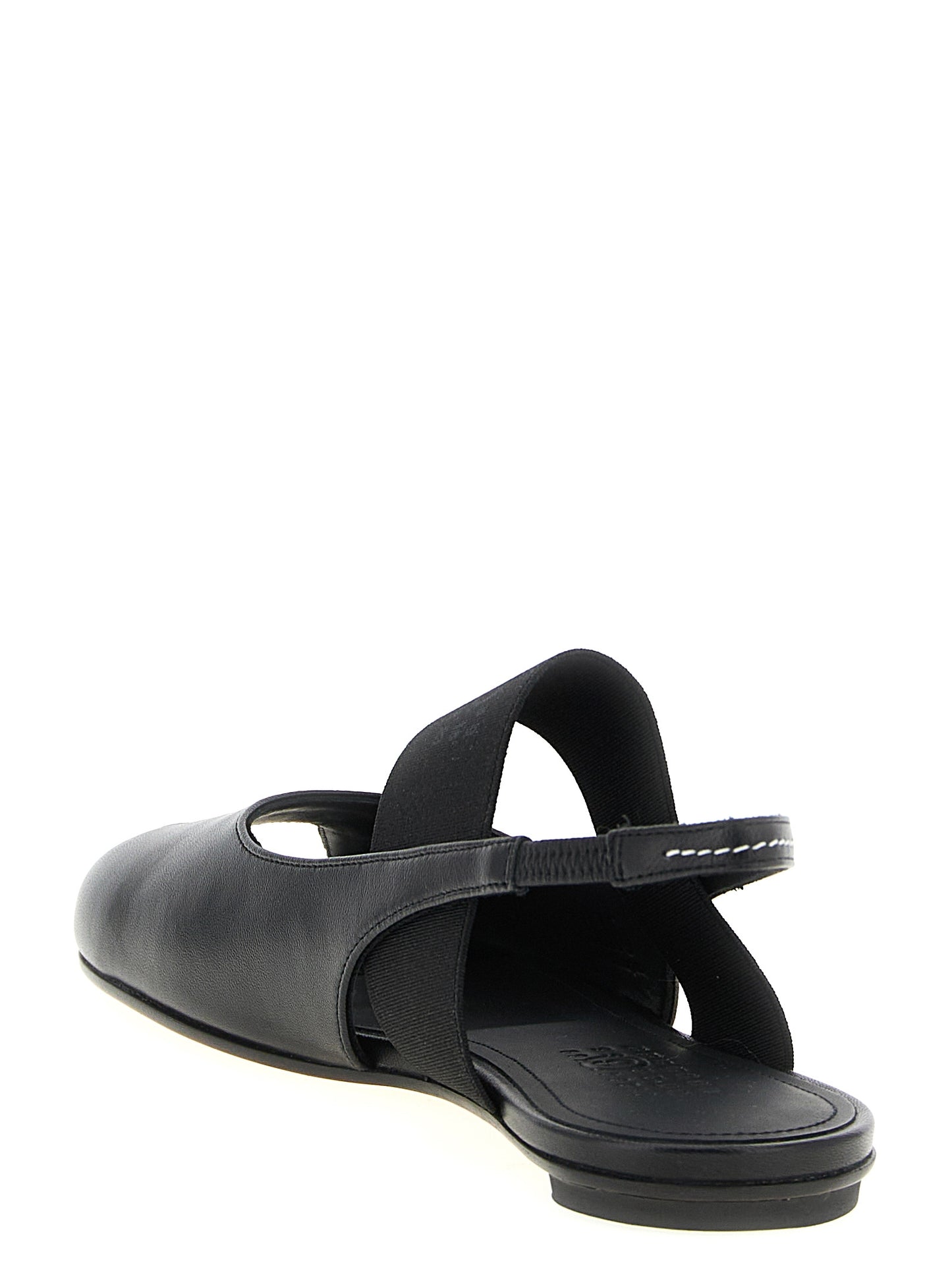 Black Lamb Leather Flat Sandals