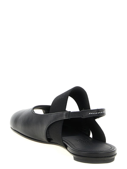 Black Lamb Leather Flat Sandals