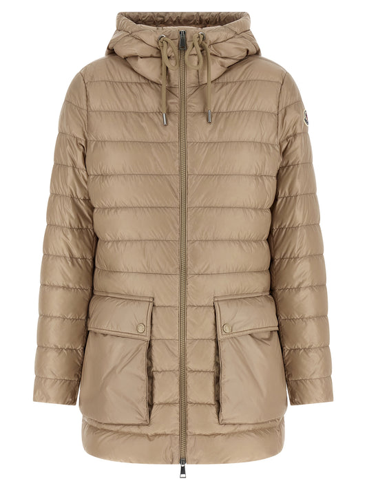 Beige Polyamide Full-Length Jacket