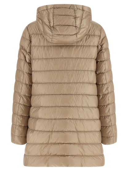 Beige Polyamide Full-Length Jacket