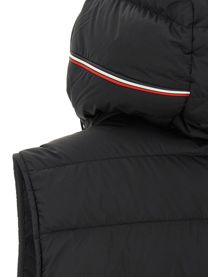Black Polyester Sleeveless Jacket