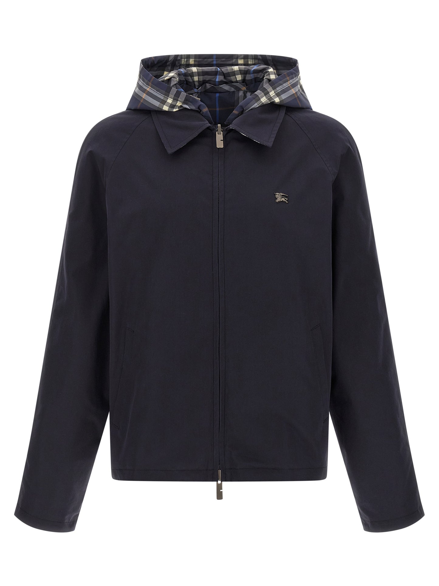 Blue Cotton Full-Length Jacket