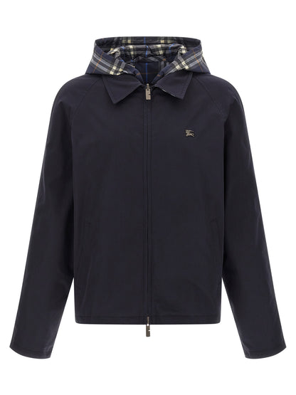 Blue Cotton Full-Length Jacket