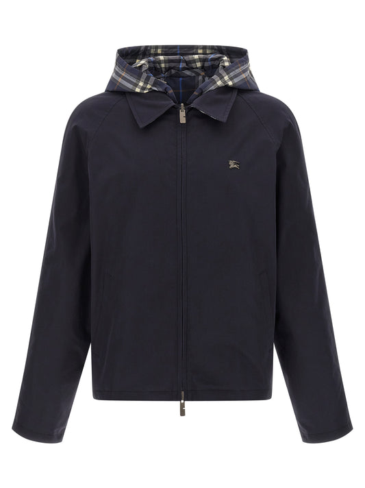 Blue Cotton Full-Length Jacket